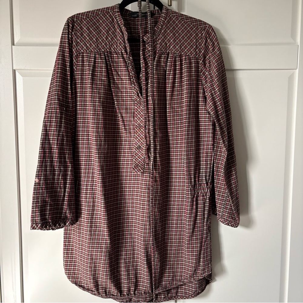 ZARA Plaid Long Sleeve Tunic